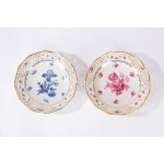 Two white porcelain baskets decorated in pink and blue polychrome, Schuman, Germany