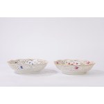 Two white porcelain baskets decorated in pink and blue polychrome, Schuman, Germany