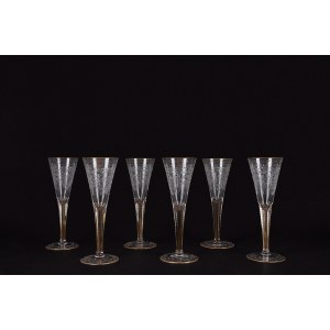 Moser. Set of six crystal flutes.