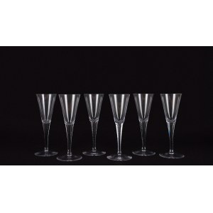 Moser. Set of six crystal flutes.