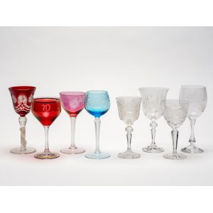 Eight Bohemian cut crystal glasses