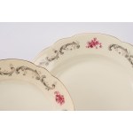 White porcelain dinner service with gray and pink decorations, Laveno Verbano