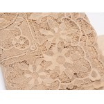 Rectangular Burano lace tablecloth featuring rich floral motifs on a mesh background. Includes twelve napkins.