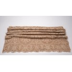 Rectangular Burano lace tablecloth featuring rich floral motifs on a mesh background. Includes twelve napkins.