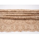 Rectangular Burano lace tablecloth featuring rich floral motifs on a mesh background. Includes twelve napkins.
