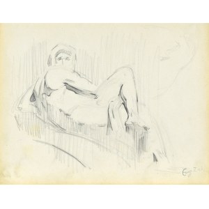 Eugeniusz ZAK (1887–1926), Sketch of Michelangelo's sculpture Night from the tomb of Julius de' Medici (Florence)