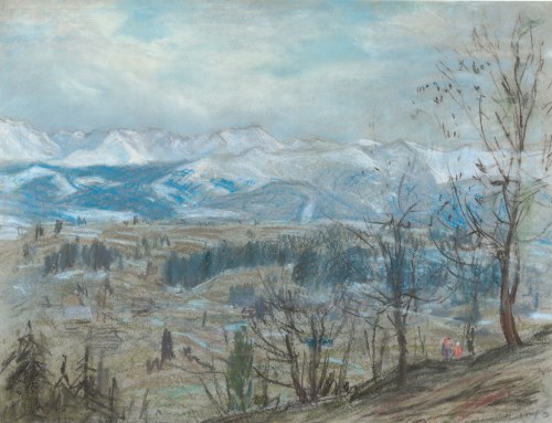 Władysław SERAFIN (1905-1988), Pejzaż z widokiem na ośnieżone góry