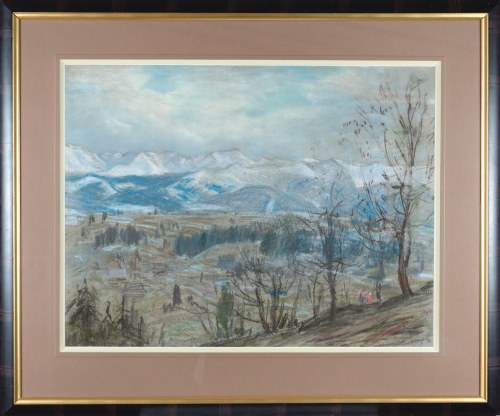 Władysław SERAFIN (1905-1988), Pejzaż z widokiem na ośnieżone góry