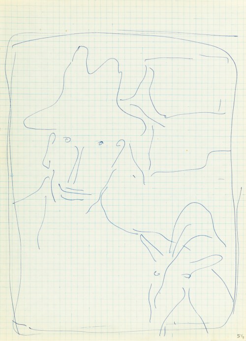 Jerzy PANEK (1918-2001), Mężczyzna w kapeluszu z kozą, 1964 (31. sierpnia) Rysunek ze 