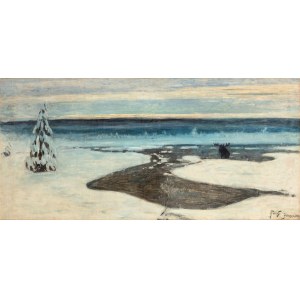 Julian FAŁAT (1853 - 1929), Zimowy wschód słońca na Polesiu, 1900