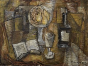 Alicja HALICKA (1889-1974), Martwa natura z butelką i książką