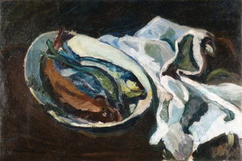 Jacques CHAPIRO (1887-1962), Martwa natura z rybami, ok. 1940