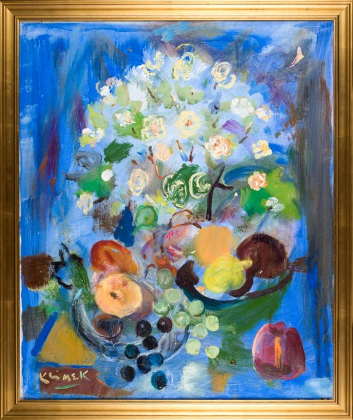 Ludwik KLIMEK (1912-1992), Martwa natura z kwiatami i owocami