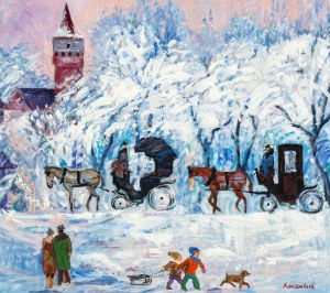 Jan SZANCENBACH (1928 - 1998), Dorożki pod Barbakanem