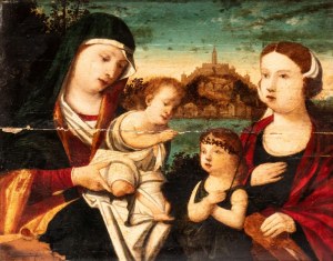 Francesco Rizzo di Bernardino da Santacroce (cerchia di) (San Pellegrino Terme, 1485 ca. - Venezia, dopo il 1545), Virgin with Child, Saint John the Baptist and Saint Elizabeth