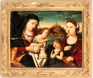 Francesco Rizzo di Bernardino da Santacroce (cerchia di) (San Pellegrino Terme, 1485 ca. - Venezia, dopo il 1545), Virgin with Child, Saint John the Baptist and Saint Elizabeth