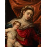 Artista emiliano, fine XVI - inizio XVII secolo, Virgin with Child and Saint John the Baptist