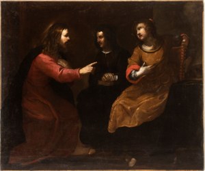 Luciano Borzone (Genova 1590 - 1645), Christ in the house of Martha and Mary