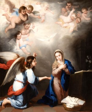 Bartolomé Esteban Murillo (seguace di) (Siviglia 1618 - Cadice 1682), The Annunciation