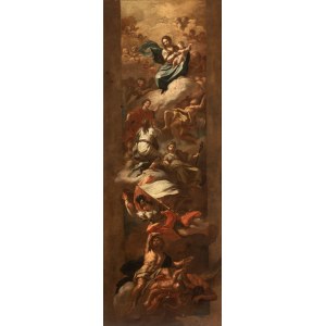 Sebastiano Conca (attribuito a) (Gaeta 1680 - Napoli 1764), Madonna in Glory with Hosts of Angels and Penitents
