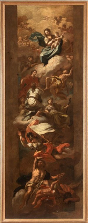 Sebastiano Conca (attribuito a) (Gaeta 1680 - Napoli 1764), Madonna in Glory with Hosts of Angels and Penitents