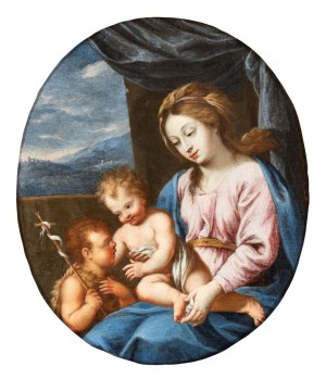 Lorenzo Masucci (Roma 1726 - 1785), Virgin with Child and Saint John the Baptist