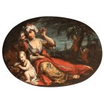 Giuseppe Antonio Ghedini (Ficarolo, 1707 - Ferrare, 1791), a) Allégorie de l'Asie ; b) Allégorie de l'Amérique. Une paire de tableaux.