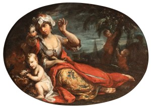Giuseppe Antonio Ghedini (Ficarolo 1707 - Ferrara 1791), a) Allegory of Asia; b) Allegory of America. A pair of paintings.