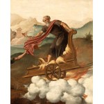 Maestro del figliol prodigo (attribuito a) (attivo ad Anversa nel secondo terzo del XVI secolo), Elijah taken up into Heaven