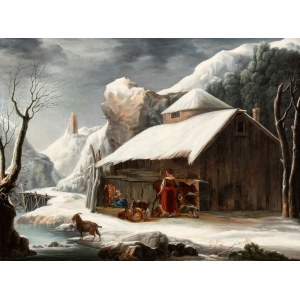 Francesco Foschi (Ancona 1710 - Roma 1780), Winter landscape with a barn