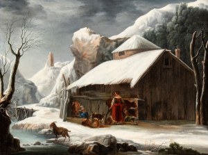 Francesco Foschi (Ancona 1710 - Roma 1780), Winter landscape with a barn
