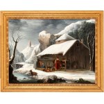 Francesco Foschi (Ancona 1710 - Roma 1780), Winter landscape with a barn