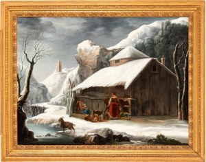 Francesco Foschi (Ancona 1710 - Roma 1780), Winter landscape with a barn