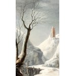 Francesco Foschi (Ancona 1710 - Roma 1780), Winter landscape with a barn