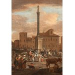Pieter van Bredael (Anversa 1629 - 1719), View of the Piazza di Santa Maria Maggiore with figures