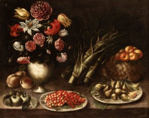 Artista attivo a Roma, XVII secolo, Still life of fruit, flowers, and vegetables