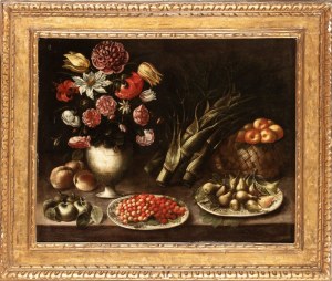 Artista attivo a Roma, XVII secolo, Still life of fruit, flowers, and vegetables