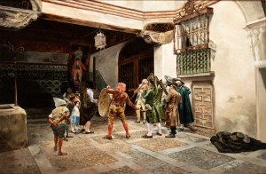 José Fernández Alvarado (Málaga 1875 - Huelva 1935), Serenade in a Courtyard