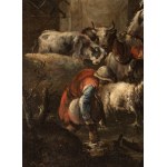 Domenico Brandi (Napoli 1684 - 1736), Famiglia di pastori con gregge in un paesaggio