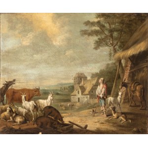 Jan van Gool (The Hague 1685 - 1763), A Shepherd with His Flock