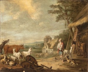 Jan van Gool (The Hague 1685 - 1763), A Shepherd with His Flock