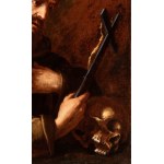 Artista emiliano, XVII secolo, Saint Francis in adoration of the crucifix