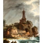 Claude Joseph Vernet (disciple de) (Avignon, 1714 - Paris, 1789), Paysage marin orageux avec des pêcheurs