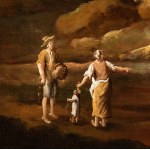 Artista veneto, XVIII secolo, Landscape with a group of peasants
