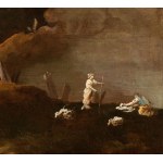 Artista veneto, XVIII secolo, Landscape with a group of peasants