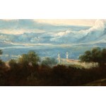 Artista veneto, XVIII secolo, Landscape with a group of peasants