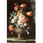 Artista emiliano, XVIII secolo, Vase of Flowers with a Small Dog