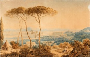 Franz Kaisermann (Yverdon 1765 - Roma 1833), View of the Roman Campagna from the Grove of Villa Taverna
