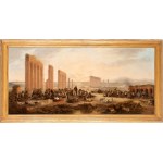 Artista inglese attivo a Roma, XIX secolo, View of the Claudian Aqueduct with the Market