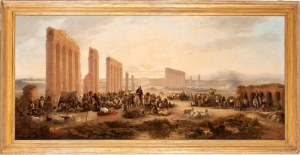 Artista inglese attivo a Roma, XIX secolo, View of the Claudian Aqueduct with the Market